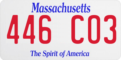 MA license plate 446CO3