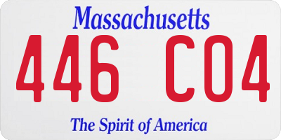 MA license plate 446CO4
