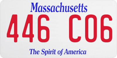 MA license plate 446CO6