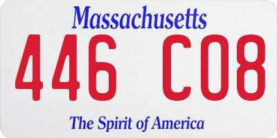 MA license plate 446CO8