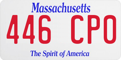 MA license plate 446CP0
