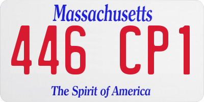 MA license plate 446CP1