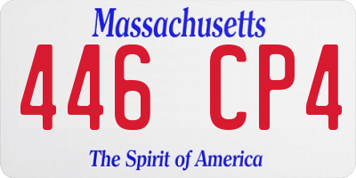 MA license plate 446CP4