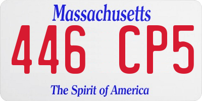 MA license plate 446CP5