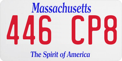 MA license plate 446CP8