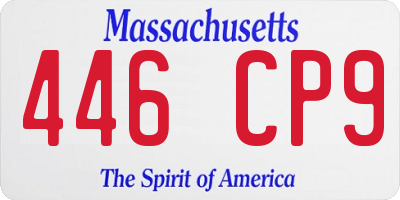 MA license plate 446CP9