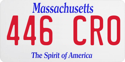 MA license plate 446CR0