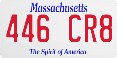 MA license plate 446CR8