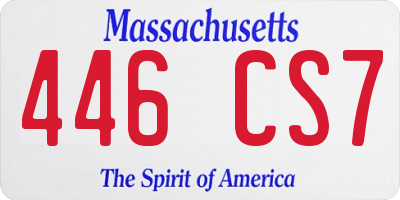 MA license plate 446CS7