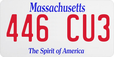 MA license plate 446CU3