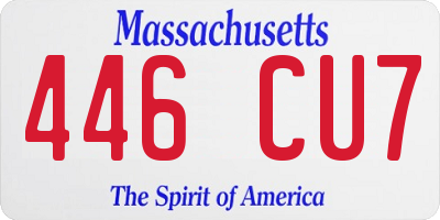 MA license plate 446CU7