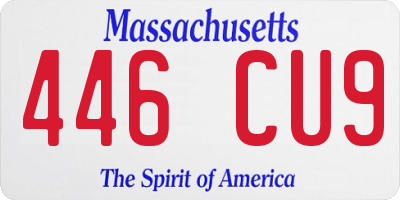 MA license plate 446CU9