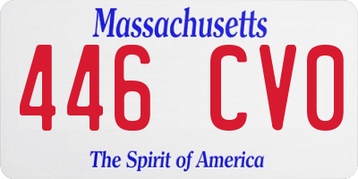 MA license plate 446CV0