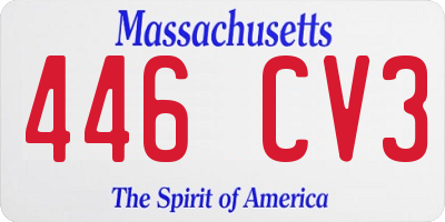 MA license plate 446CV3