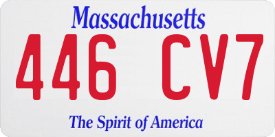 MA license plate 446CV7