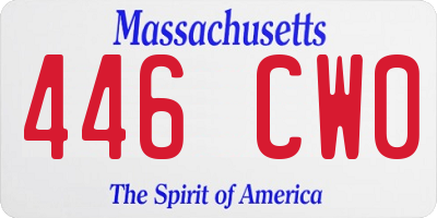 MA license plate 446CW0