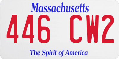 MA license plate 446CW2