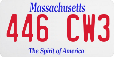 MA license plate 446CW3