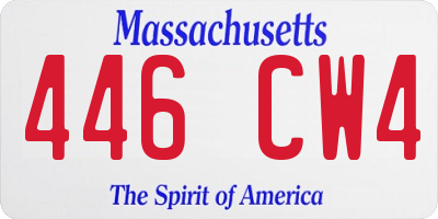 MA license plate 446CW4