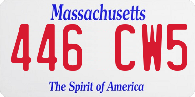 MA license plate 446CW5