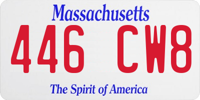 MA license plate 446CW8
