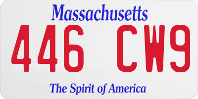 MA license plate 446CW9