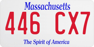 MA license plate 446CX7