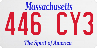 MA license plate 446CY3