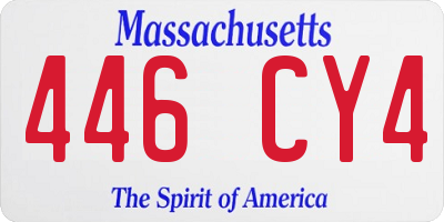 MA license plate 446CY4
