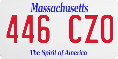 MA license plate 446CZ0