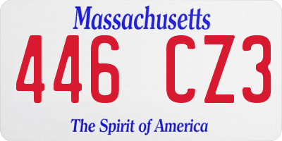 MA license plate 446CZ3