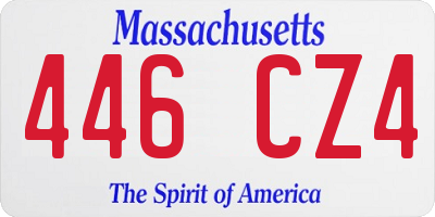 MA license plate 446CZ4