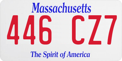MA license plate 446CZ7