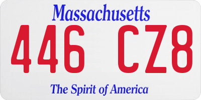 MA license plate 446CZ8