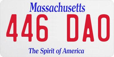MA license plate 446DA0