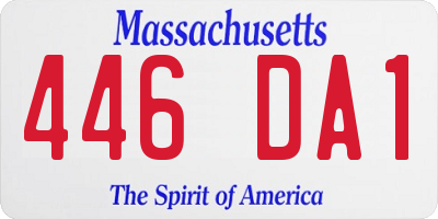 MA license plate 446DA1