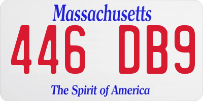 MA license plate 446DB9