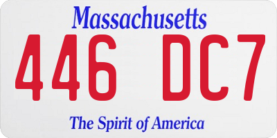 MA license plate 446DC7