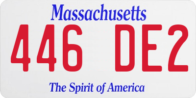 MA license plate 446DE2