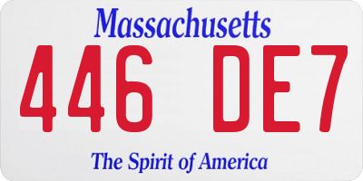 MA license plate 446DE7