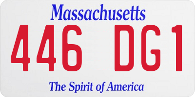 MA license plate 446DG1