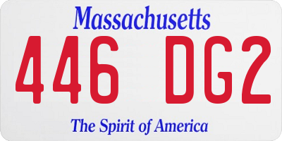 MA license plate 446DG2