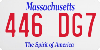 MA license plate 446DG7
