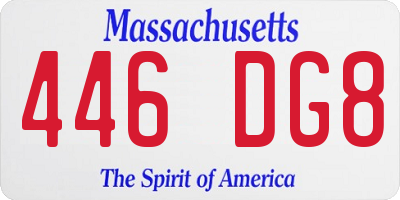 MA license plate 446DG8