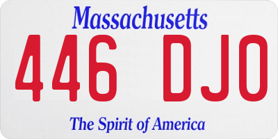 MA license plate 446DJ0