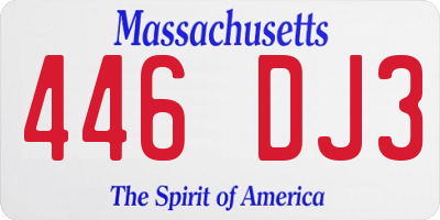 MA license plate 446DJ3