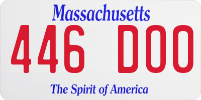 MA license plate 446DO0