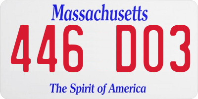 MA license plate 446DO3