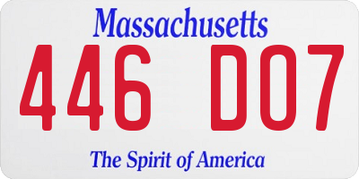 MA license plate 446DO7