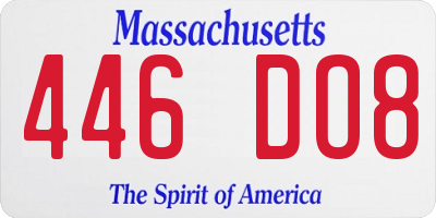 MA license plate 446DO8
